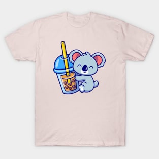 Cute Koala Hug Boba Milk Tea T-Shirt